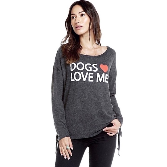 Chaser Dogs Love Me Gray Pullover Sweatshirt - Picture 1 of 10